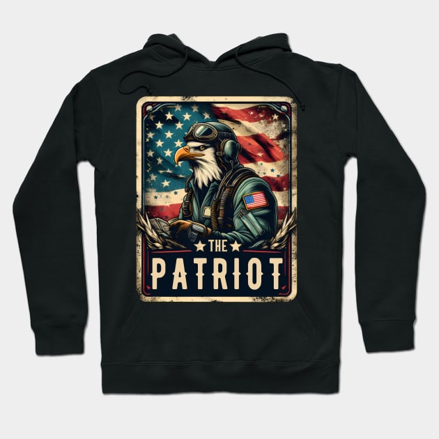 The Patriot Eagle Pilot Bird American Flag Tarot Card Pun Hoodie by Nature Exposure